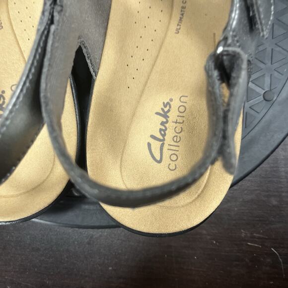 Clarks Womens Size 11 Wide Laurie Ann Metallic Silver Strap Comfort Sandals - Picture 6 of 10